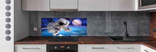 Rivestimento parete cucina con motivo astronauta