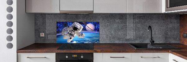 Rivestimento parete cucina con motivo astronauta