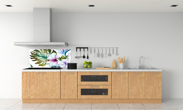 Rivestimento parete cucina con motivo di fiori hawaiani