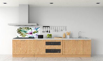 Rivestimento parete cucina con motivo di fiori hawaiani