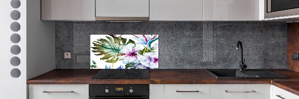 Rivestimento parete cucina con motivo di fiori hawaiani