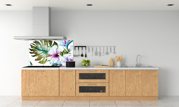 Rivestimento parete cucina con motivo di fiori hawaiani