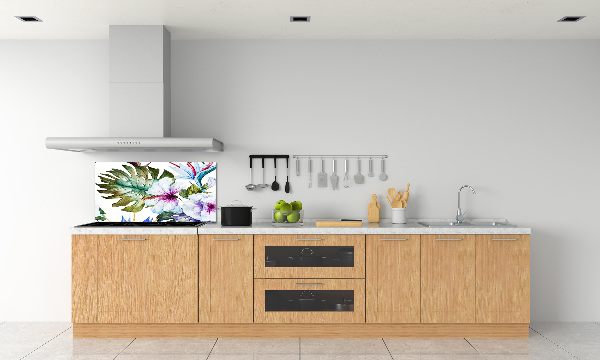 Rivestimento parete cucina con motivo di fiori hawaiani