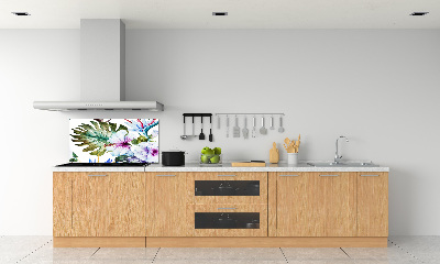 Rivestimento parete cucina con motivo di fiori hawaiani