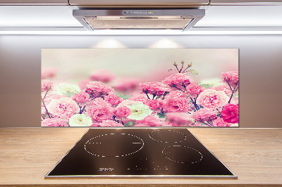Pannello retrocucina con motivo di fiori di rosa selvatica