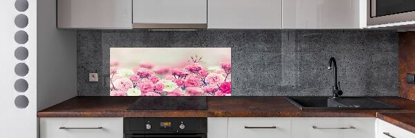 Pannello retrocucina con motivo di fiori di rosa selvatica
