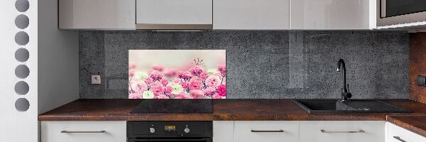 Pannello retrocucina con motivo di fiori di rosa selvatica