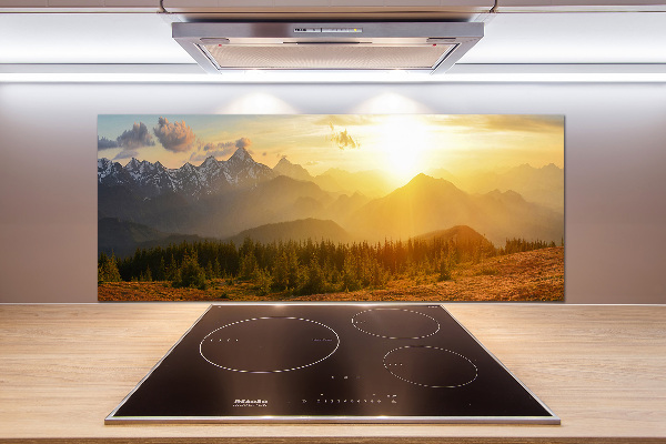 Pannello paraschizzi cucina con stampa 'Tramonto sulle montagne'