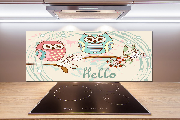 Pannello paraschizzi cucina con motivo Gufi