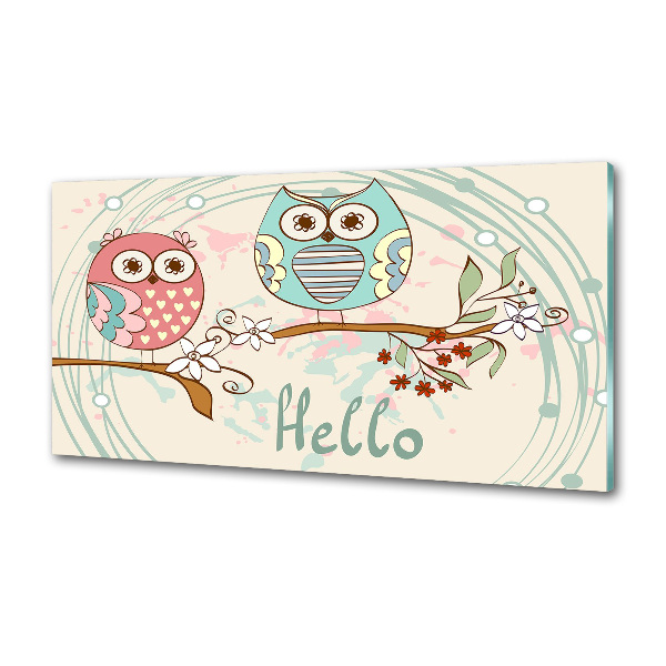 Pannello paraschizzi cucina con motivo Gufi