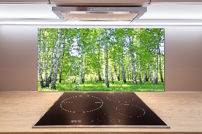 Pannello paraschizzi cucina con motivo a betulla
