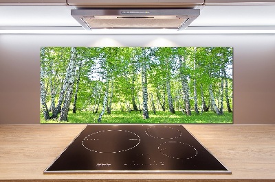 Pannello paraschizzi cucina con motivo a betulla