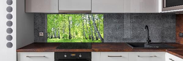 Rivestimento parete cucina con motivo Foresta di betulle