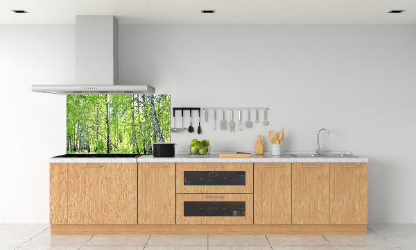 Rivestimento parete cucina con motivo Foresta di betulle