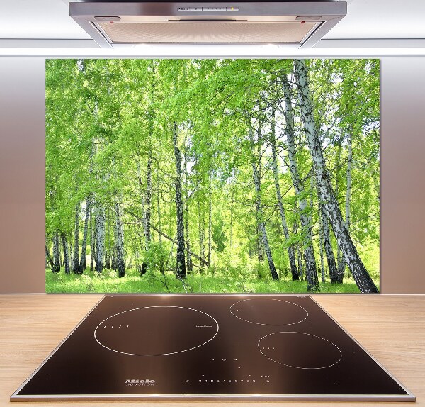 Rivestimento parete cucina con motivo Foresta di betulle