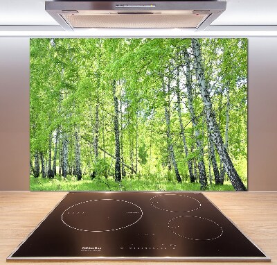 Rivestimento parete cucina con motivo Foresta di betulle