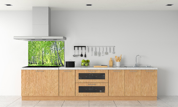 Rivestimento parete cucina con motivo Foresta di betulle