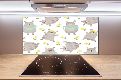 Rivestimento parete cucina con illustrazione di un orsacchiotto