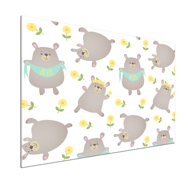 Rivestimento parete cucina con illustrazione di un orsacchiotto