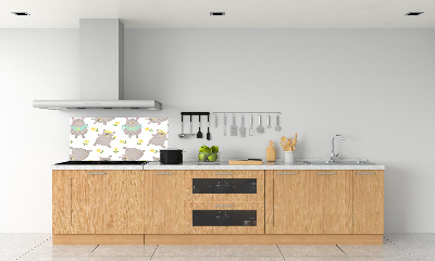 Rivestimento parete cucina con illustrazione di un orsacchiotto