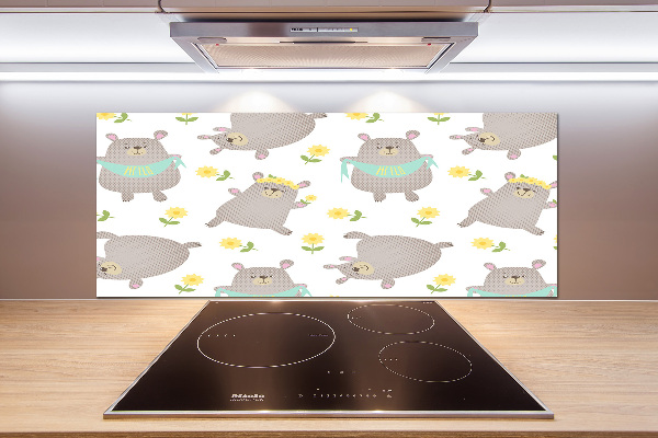 Rivestimento parete cucina con illustrazione di un orsacchiotto