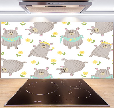 Rivestimento parete cucina con illustrazione di un orsacchiotto