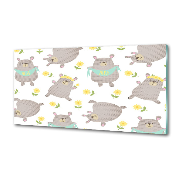 Rivestimento parete cucina con illustrazione di un orsacchiotto