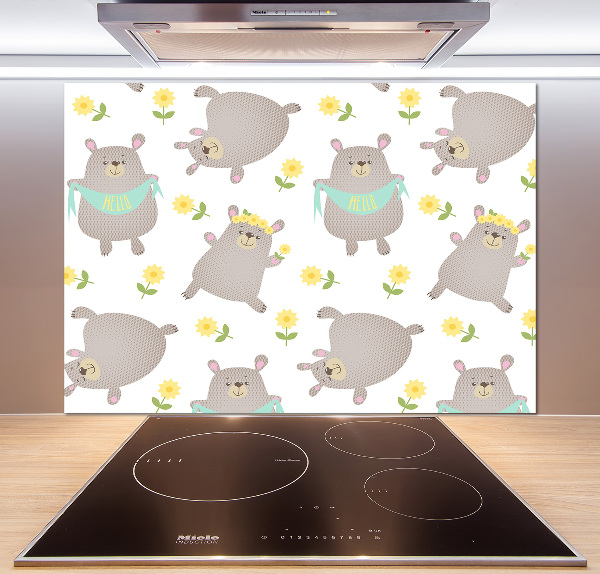 Rivestimento parete cucina con illustrazione di un orsacchiotto