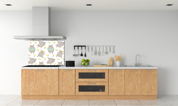 Rivestimento parete cucina con illustrazione di un orsacchiotto