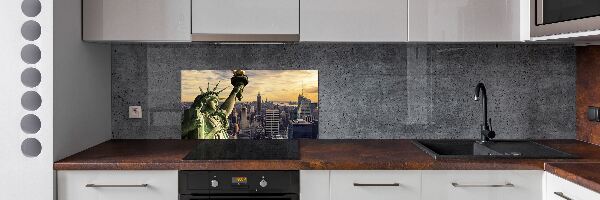 Rivestimento parete cucina con decorazione raffigurante la Statua della Libertà