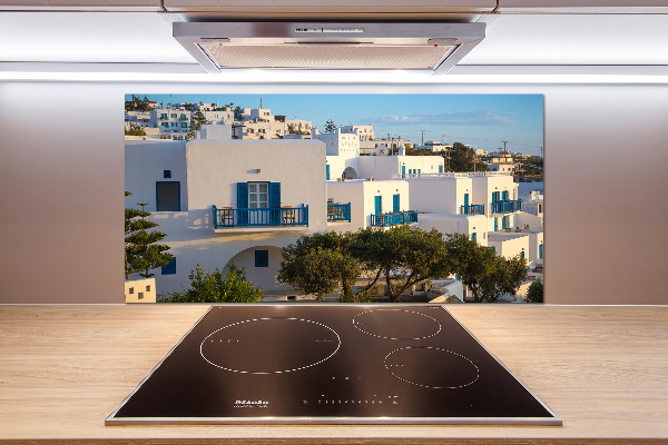 Rivestimento parete cucina con motivo ispirato a Mykonos, Grecia