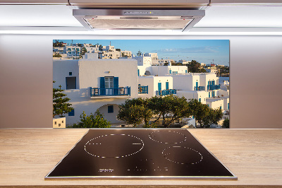 Rivestimento parete cucina con motivo ispirato a Mykonos, Grecia