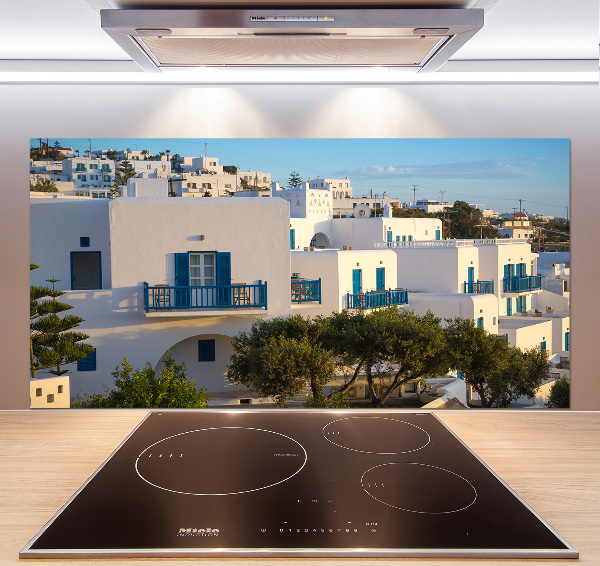 Rivestimento parete cucina con motivo ispirato a Mykonos, Grecia