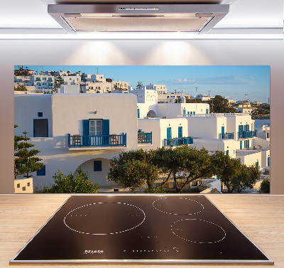 Rivestimento parete cucina con motivo ispirato a Mykonos, Grecia