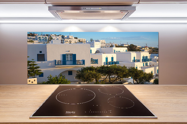 Rivestimento parete cucina con motivo ispirato a Mykonos, Grecia