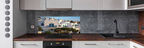 Rivestimento parete cucina con motivo ispirato a Mykonos, Grecia