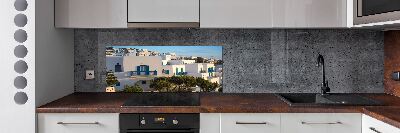 Rivestimento parete cucina con motivo ispirato a Mykonos, Grecia