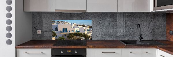 Rivestimento parete cucina con motivo ispirato a Mykonos, Grecia