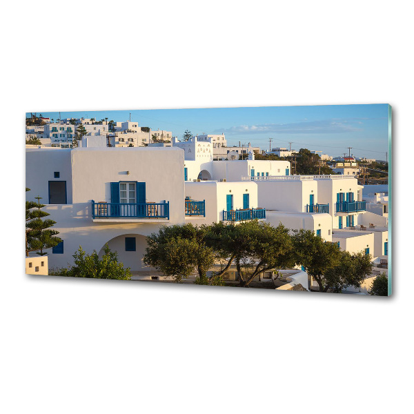 Rivestimento parete cucina con motivo ispirato a Mykonos, Grecia