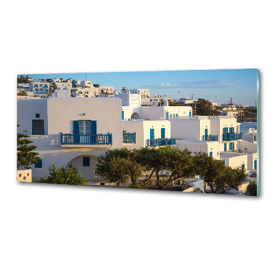 Rivestimento parete cucina con motivo ispirato a Mykonos, Grecia