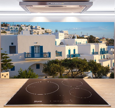 Rivestimento parete cucina con motivo ispirato a Mykonos, Grecia