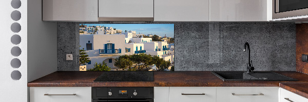 Rivestimento parete cucina con motivo ispirato a Mykonos, Grecia