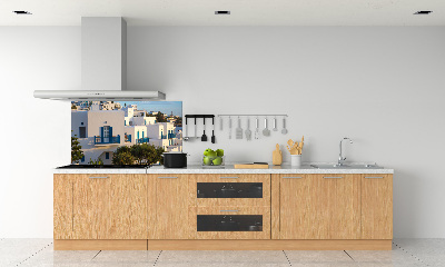 Rivestimento parete cucina con motivo ispirato a Mykonos, Grecia
