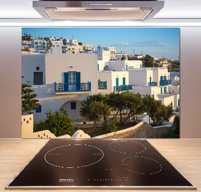 Rivestimento parete cucina con motivo ispirato a Mykonos, Grecia