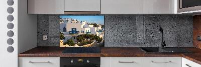 Rivestimento parete cucina con motivo ispirato a Mykonos, Grecia