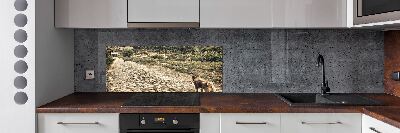 Pannello paraschizzi cucina con stampa raffigurante due cani su una collina