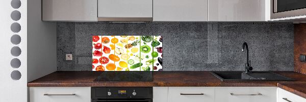 Pannello paraschizzi cucina con decorazione a tema frutta e verdura
