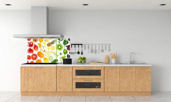 Pannello paraschizzi cucina con decorazione a tema frutta e verdura