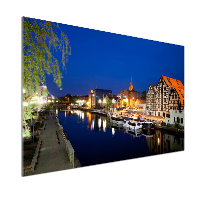 Pannello paraschizzi cucina con stampa 'Bydgoszcz di notte'