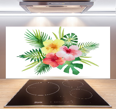 Pannello paraschizzi cucina con motivo di fiori hawaiani